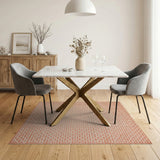 Terracotta White Diamond Lattice Area Rug