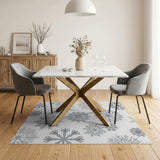 ODIKA Modern Snowflake Pattern Washable Rug - Low Pile Non-Slip Area Rug