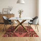 Ornate Pink Mandala Traditional Persian Area Rug