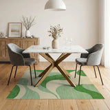 Fluid Green Waves Abstract Area Rug
