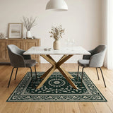 Traditional Persian Elegant Emerald Green Persian Floral Rug
