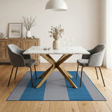 Bold Blue White Striped Woven Area Rug
