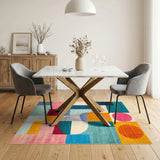 Geometric Modern Multi-color and Patterns Vibrant Geometric Color Block Area Rug