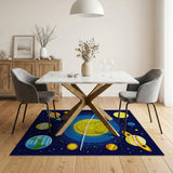 Kids Solar System Cartoon Area Rug