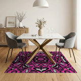 Traditional Persian Vibrant Pink Mandala Area Rug