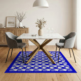 Blue Houndstooth Geometric Area Rug