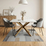 Modern Geometric Grey Beige Block Area Rug
