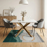 Geometric Green Mountain Sunrise Rug