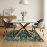 Teal Traditional Persian Floral Area Rug