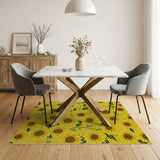 Floral Vintage Vibrant Sunflower Yellow Area Rug