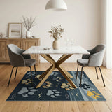 Wolf Paw Prints Stormy Sea Area Rug