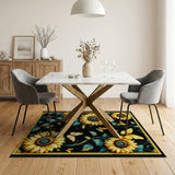 Sunflower Butterfly Floral Area Rug