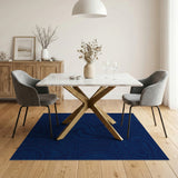 Deep Blue Abstract Wave Area Rug