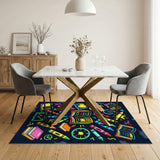 Vibrant Kids Educational Area Rug with Crayons
