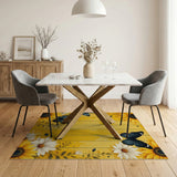 Sunflower Daisy Butterfly Yellow Barnwood Area Rug