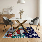 Festive Santa Gifts Snowy Cabin Kids Cartoon Rug