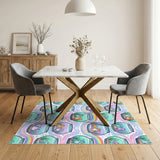 Washable Kids Cartoon Cat Fishbowl Area Rug