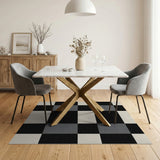 Black White Checkered Plaid Area Rug