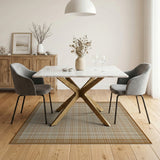 Tan Brown Plaid Woven Rustic Farmhouse Area Rug