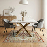 Cream Maroon Medallion Traditional Persian Area Rug