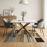 Geometric Abstract Brown Tan Area Rug