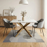 Wavy Abstract Beige Grey Area Rug
