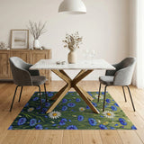 Cornflower Blue Daisy Floral Area Rug