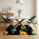Kids Cartoon Whimsical Space Planets Kids Area Rug