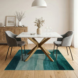 Teal Abstract Wave Geometric Area Rug