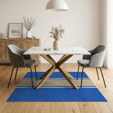 Navy Blue and Beige Striped Coastal Area Rug