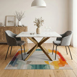 Geometric Modern Vibrant Curved Geometric Multi-Color Area Rug