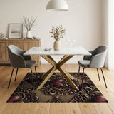 Ornate Baroque Cracked Heart Distressed Rug