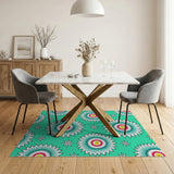 Turquoise Starburst Geometric Area Rug