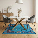Navy Blue Dolphins Underwater Area Rug