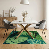 Abstract Area Lush Green Monstera Leaf Area Rug