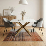 Beige to Rust Distressed Horizontal Stripe Area Rug