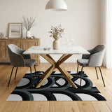 ODIKA Modern Geometric Arch Washable Rug - Low Pile Non-Slip Area Rug