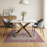 Red Border Ivory Persian Floral Area Rug