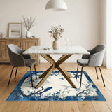 Blue Birds Floral Area Rug