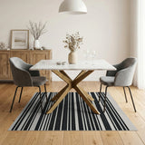 Geometric Modern Bold Striped Woven Bold Black White Striped Woven Area Rug