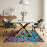 Vibrant Seashell Starfish Coastal Area Rug