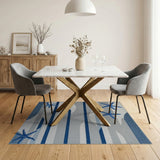 Blue and Teal Coastal Blue Starfish Striped Area Rug