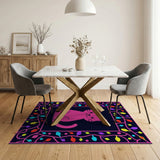 Playful Pink Cat Twinkling Lights Rug