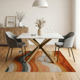 Wavy Orange Desert Dunes Area Rug