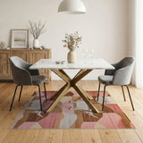 Pink Longhorn Cow Southwestern Geometric Rug