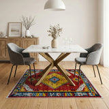 Bold Red Southwestern Diamond Motif Rug