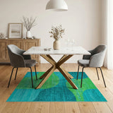 Teal Lime Green Abstract Geometric Area Rug