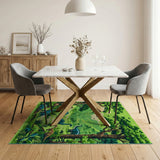 Vibrant Green Dinosaur Jungle Kids Area Rug