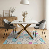 Kawaii Cartoon Clouds Hearts Rug