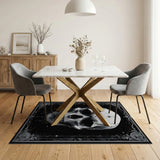 Black and White Ornate Gothic Skull Area Rug